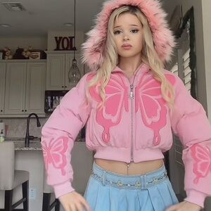 dELiA*s Dolls Kill Living The Dream Puffer Jacket with Embroidered Butterfly XS